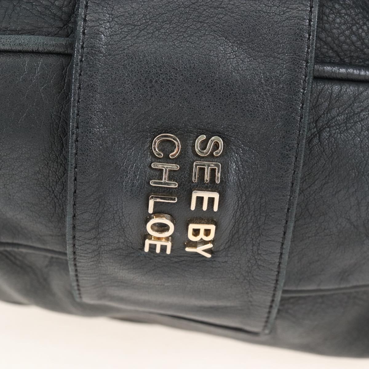 See By Chloe Shoulder Bag Leather Black Gold Auth 208678A