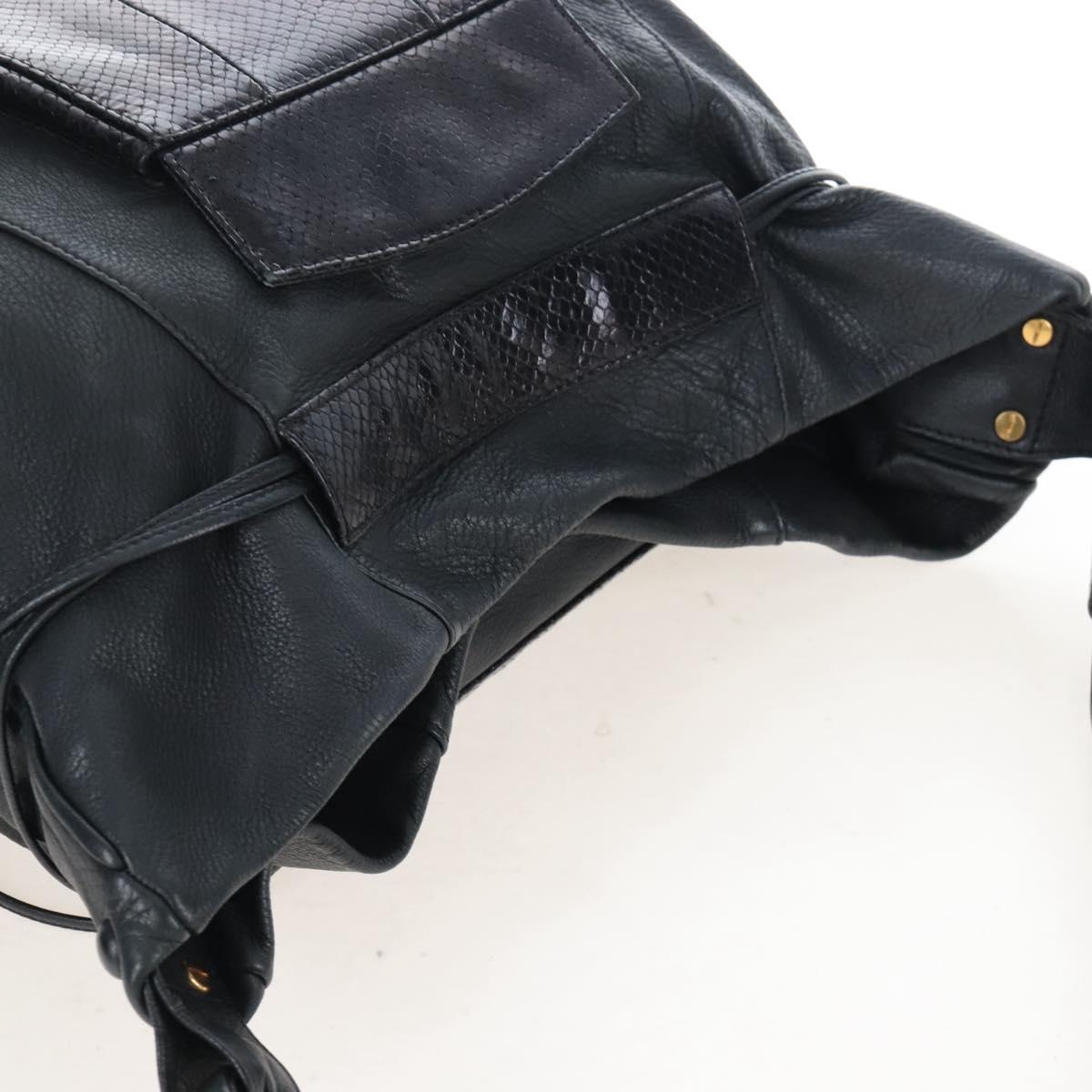 See By Chloe Shoulder Bag Leather Black Gold Auth 208678A