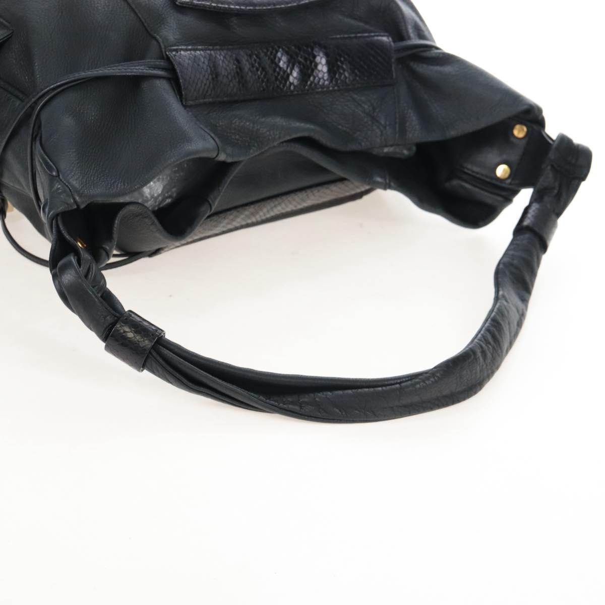 See By Chloe Shoulder Bag Leather Black Gold Auth 208678A