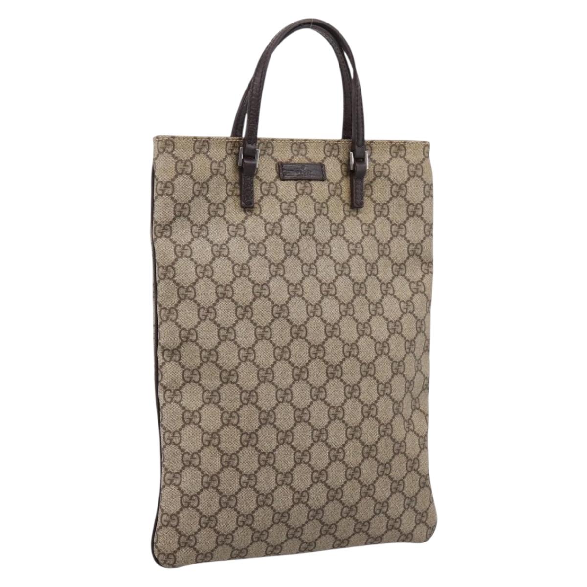 GUCCI GG Supreme Hand Bag PVC Beige Silver 117551 Auth 208679V