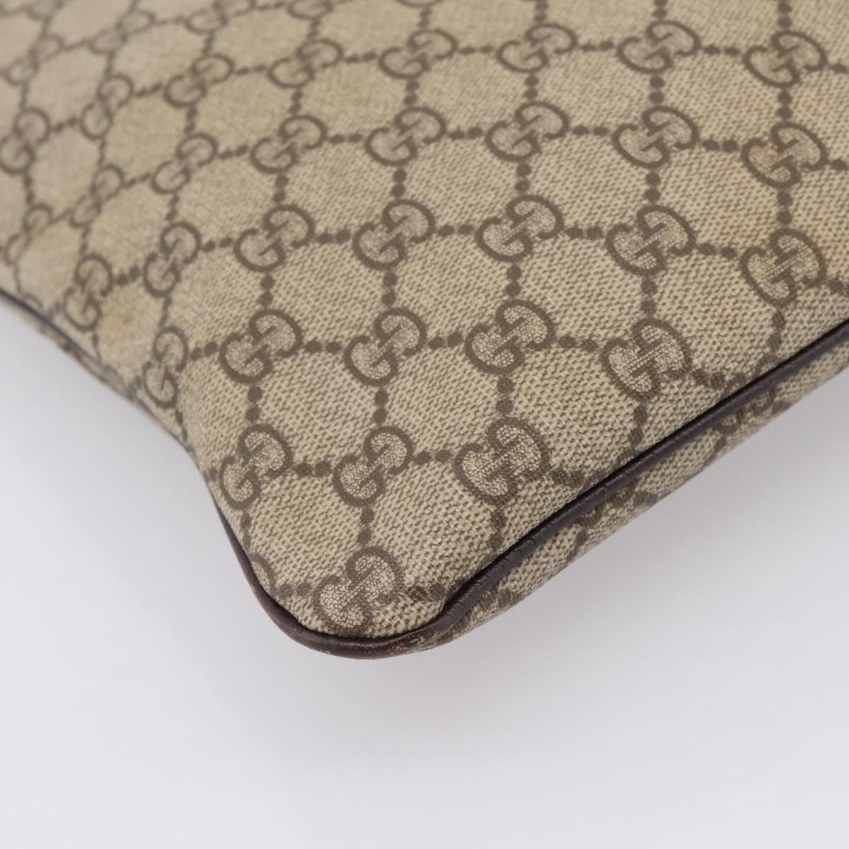 GUCCI GG Supreme Hand Bag PVC Beige Silver 117551 Auth 208679V