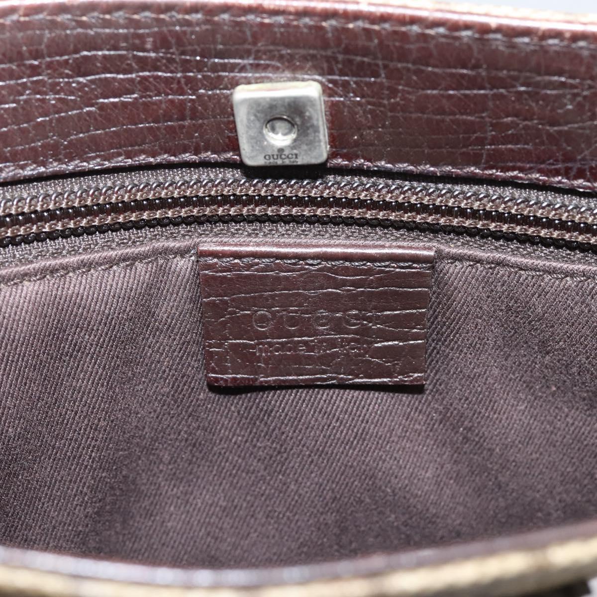 GUCCI GG Supreme Hand Bag PVC Beige Silver 117551 Auth 208679V