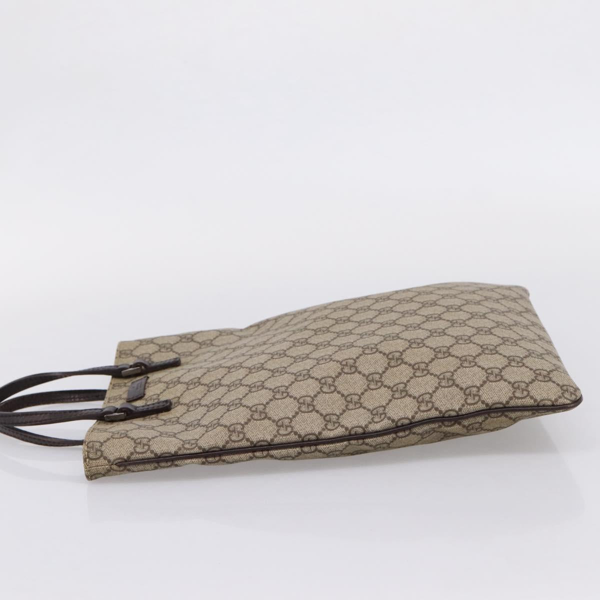 GUCCI GG Supreme Hand Bag PVC Beige Silver 117551 Auth 208679V
