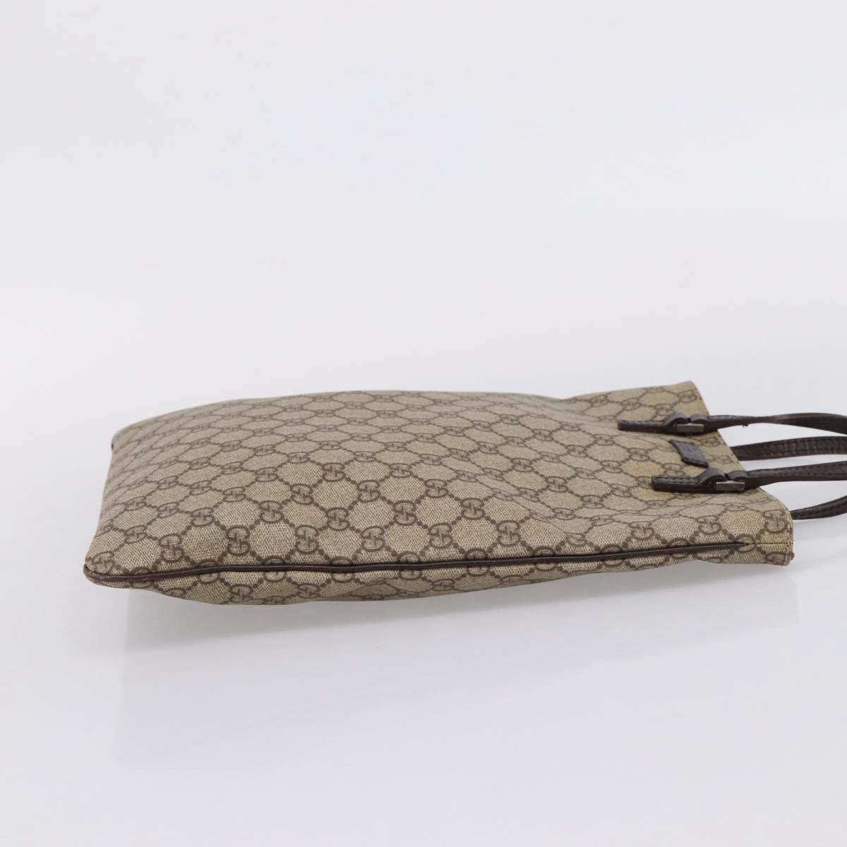 GUCCI GG Supreme Hand Bag PVC Beige Silver 117551 Auth 208679V