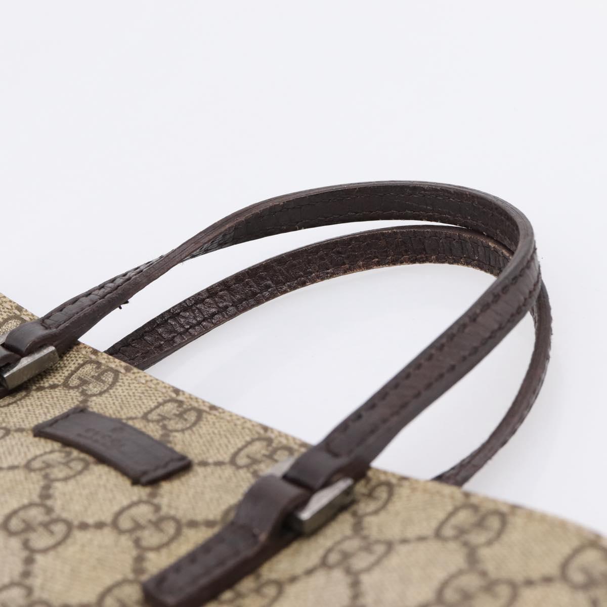 GUCCI GG Supreme Hand Bag PVC Beige Silver 117551 Auth 208679V