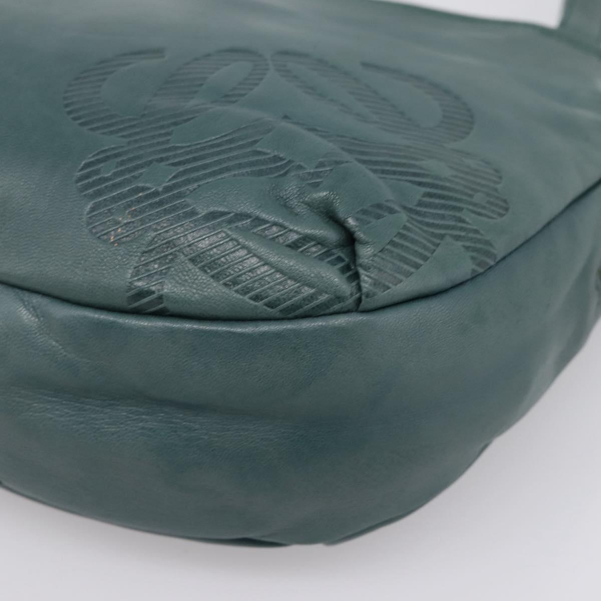 LOEWE Shoulder Bag Leather Green Gold Auth 208687
