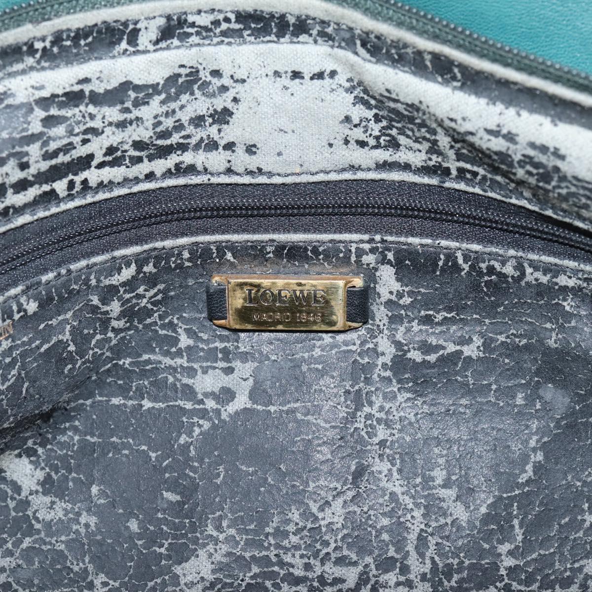 LOEWE Shoulder Bag Leather Green Gold Auth 208687