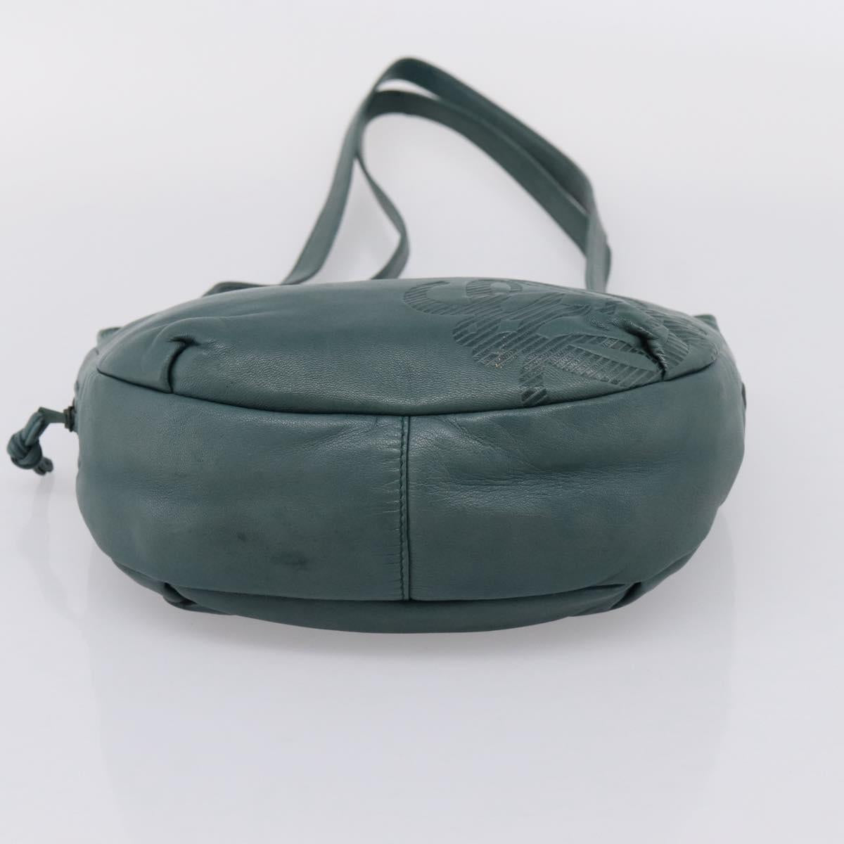 LOEWE Shoulder Bag Leather Green Gold Auth 208687