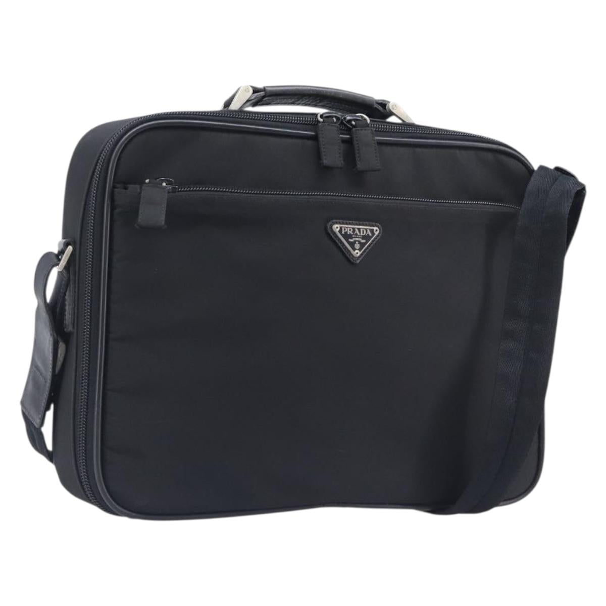 PRADA Business Bag Nylon 2way Black Silver Auth 208691A