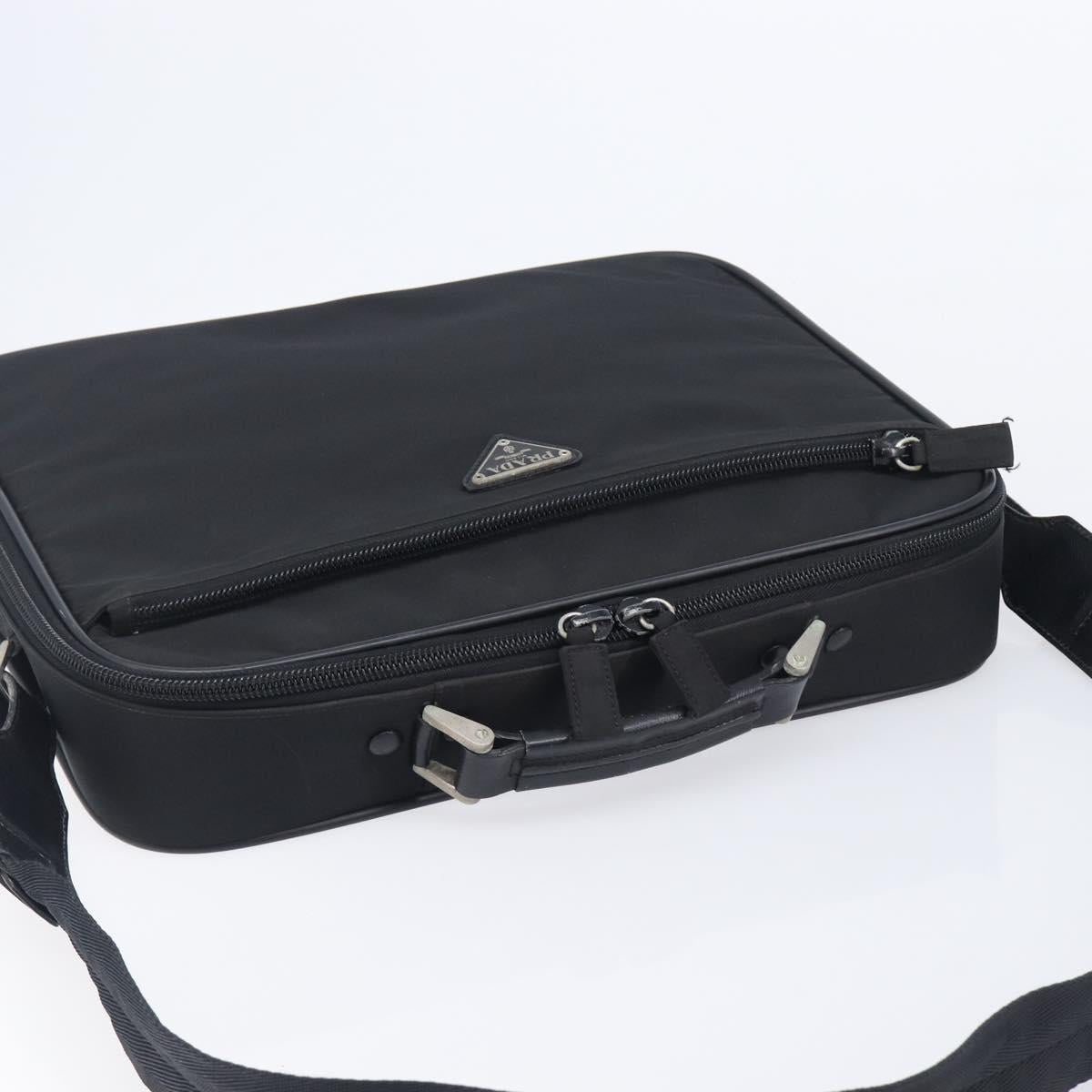 PRADA Business Bag Nylon 2way Black Silver Auth 208691A