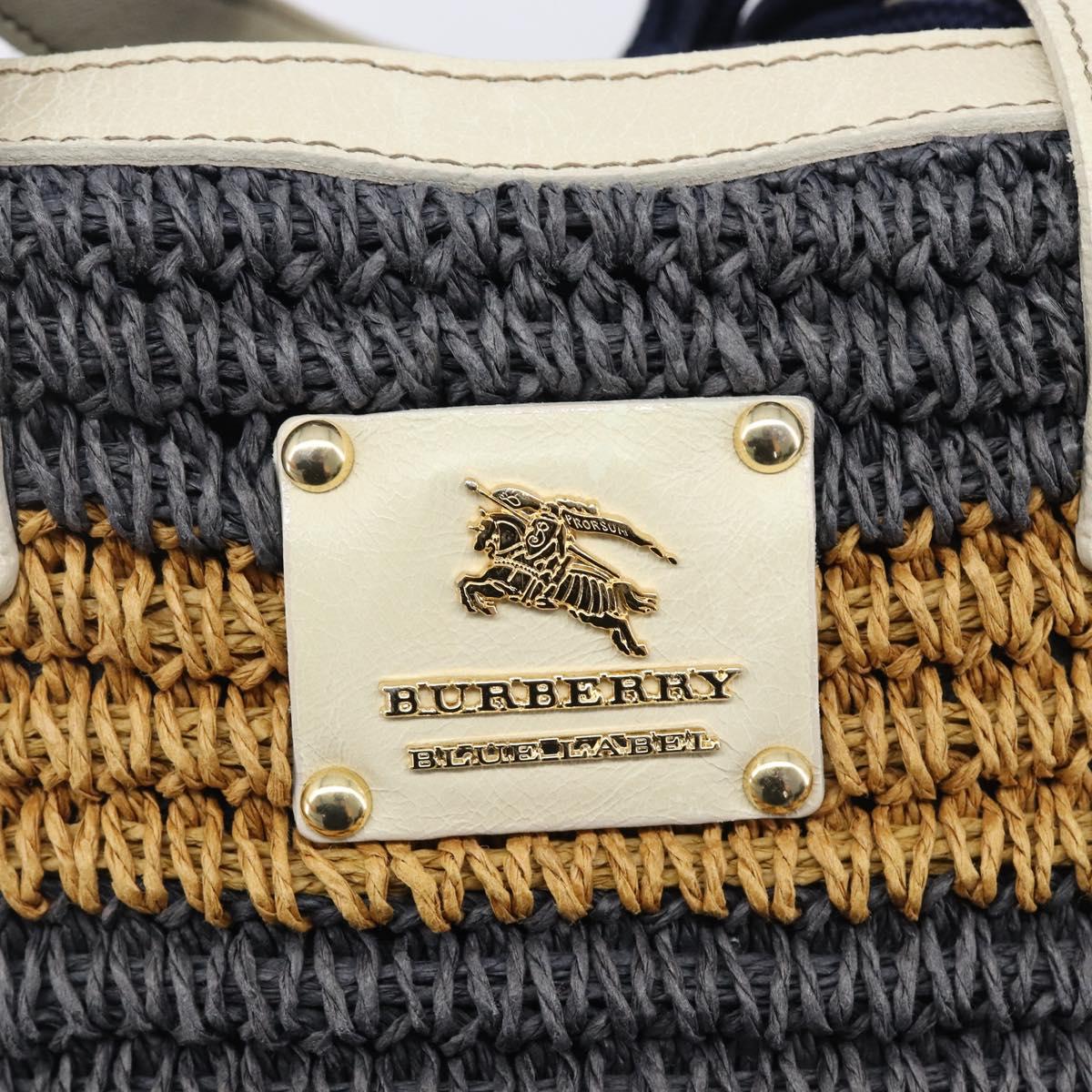 BURBERRY Blue Label Hand Bag straw Beige Gold Auth 208698A