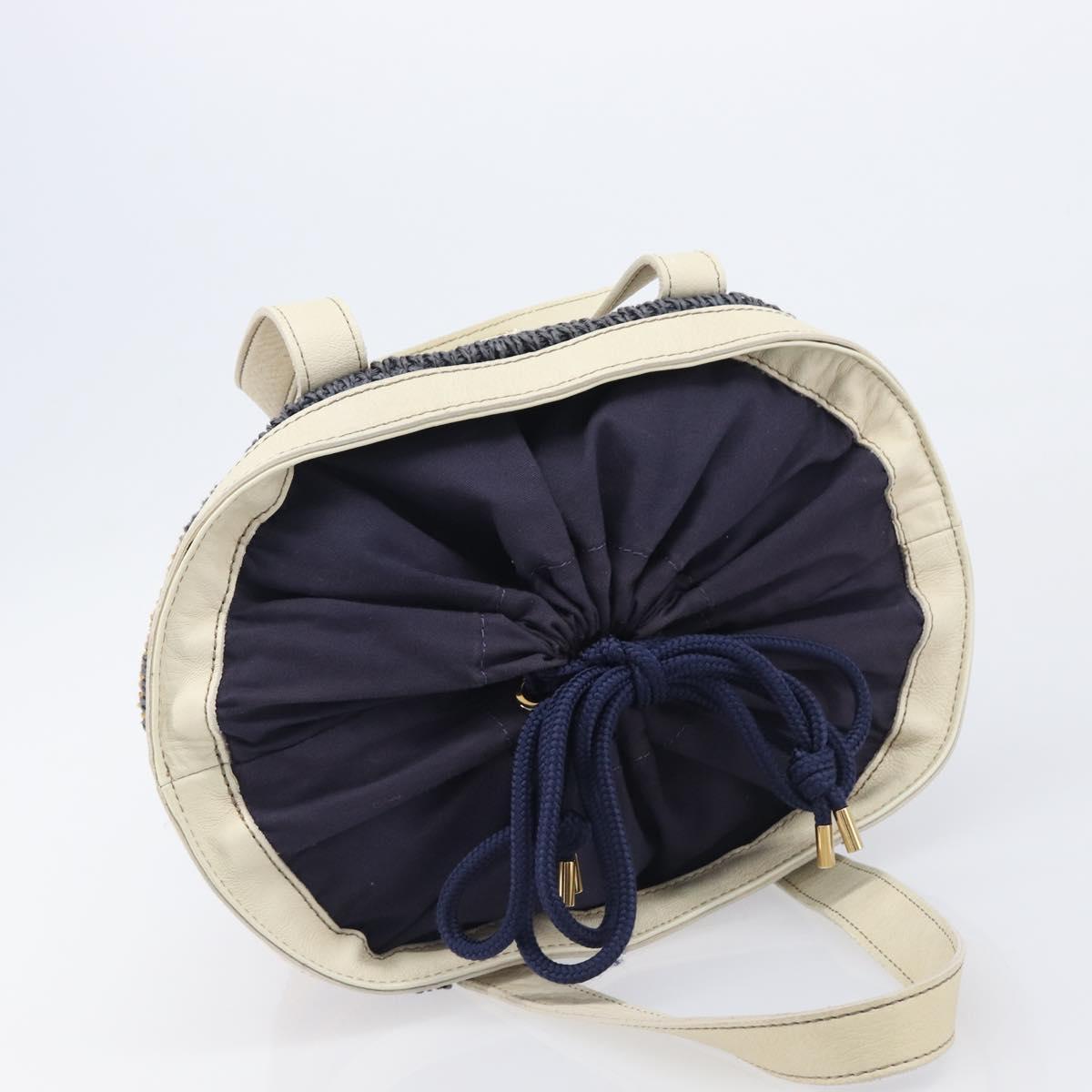 BURBERRY Blue Label Hand Bag straw Beige Gold Auth 208698A