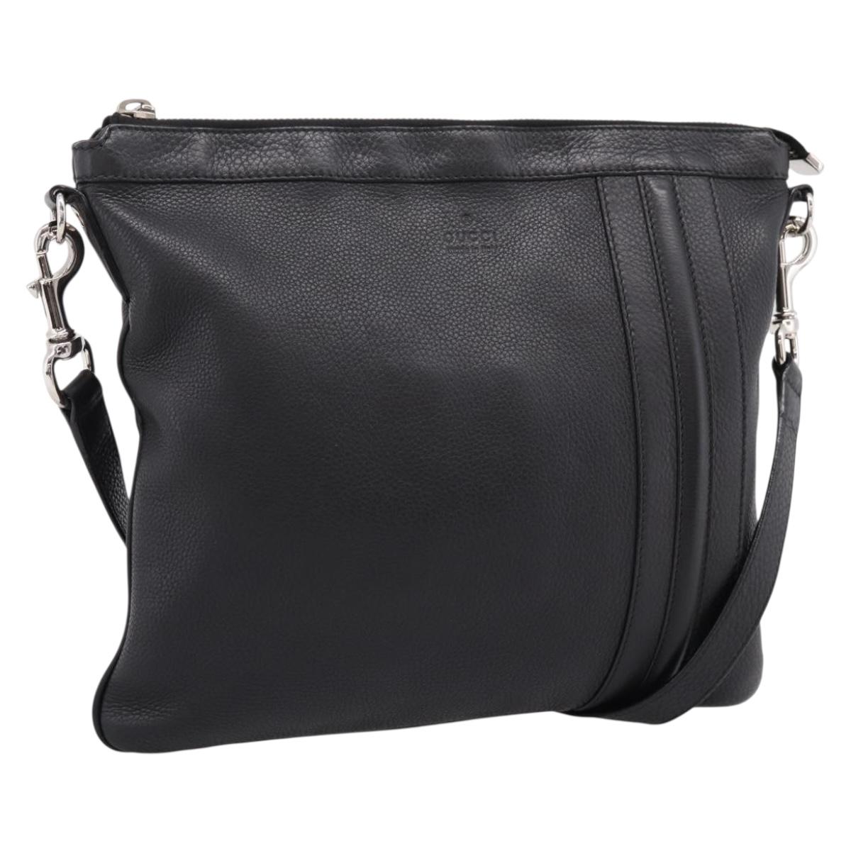 GUCCI Shoulder Bag Leather Black Silver 233329 Auth 208701V