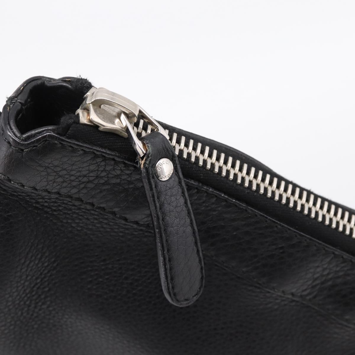GUCCI Shoulder Bag Leather Black Silver 233329 Auth 208701V