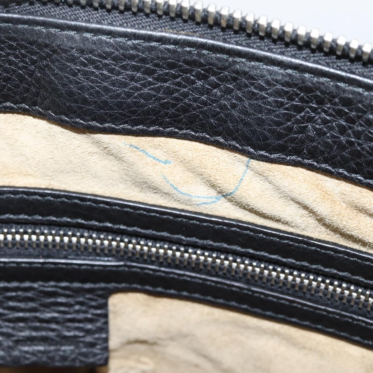GUCCI Shoulder Bag Leather Black Silver 233329 Auth 208701V