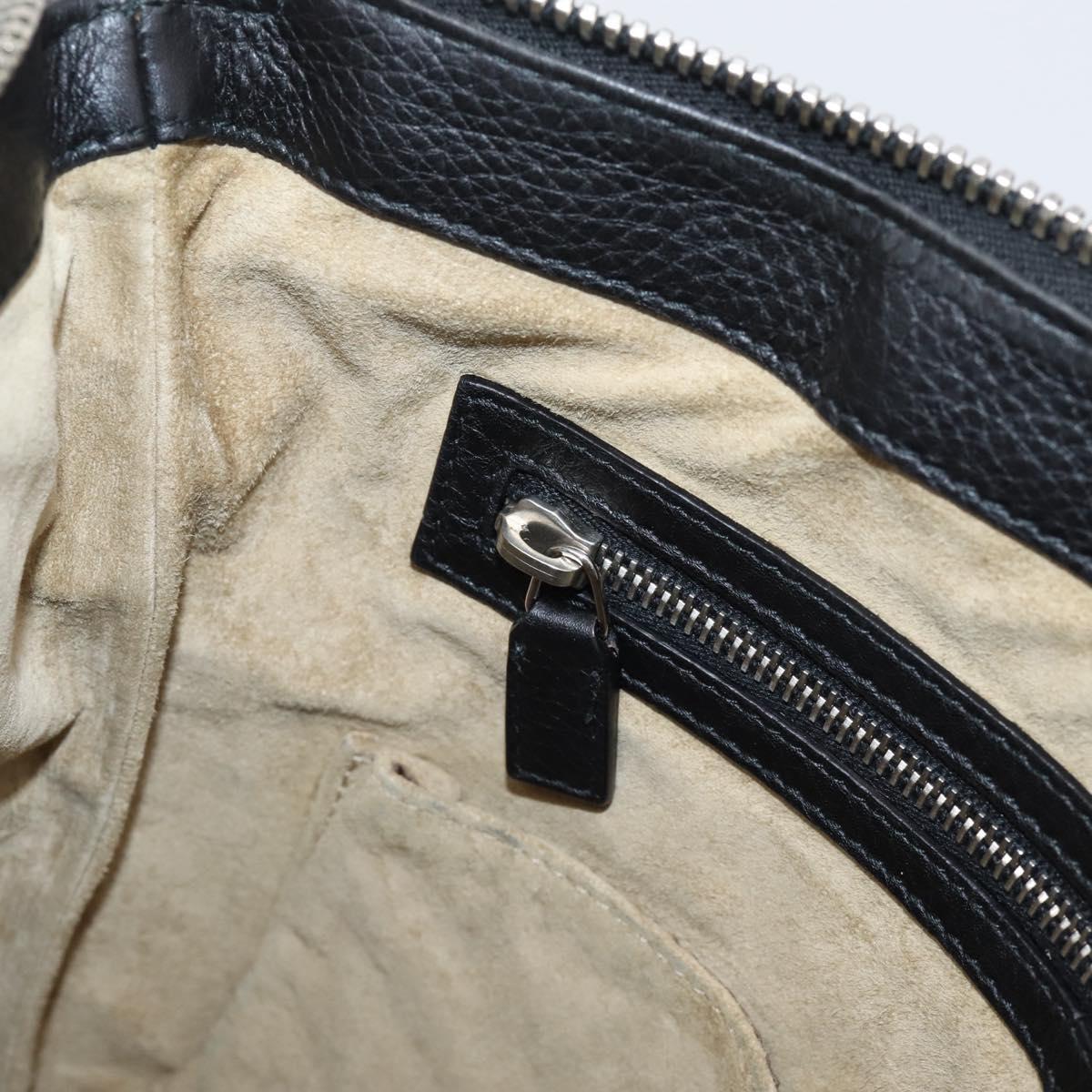 GUCCI Shoulder Bag Leather Black Silver 233329 Auth 208701V