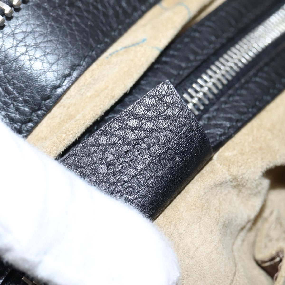 GUCCI Shoulder Bag Leather Black Silver 233329 Auth 208701V