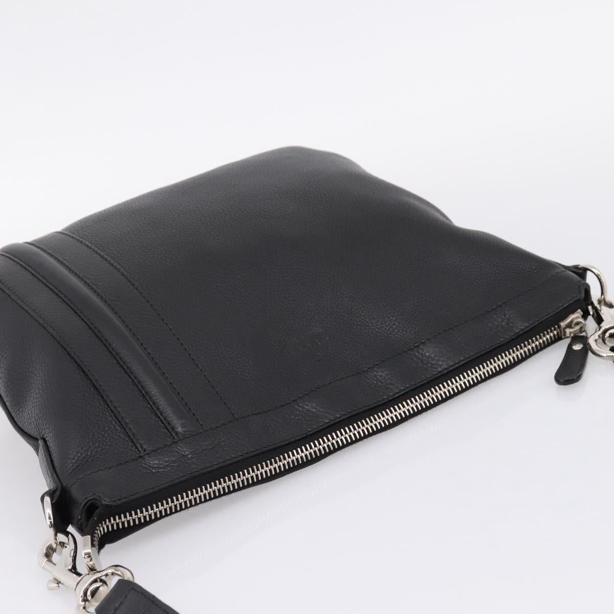 GUCCI Shoulder Bag Leather Black Silver 233329 Auth 208701V