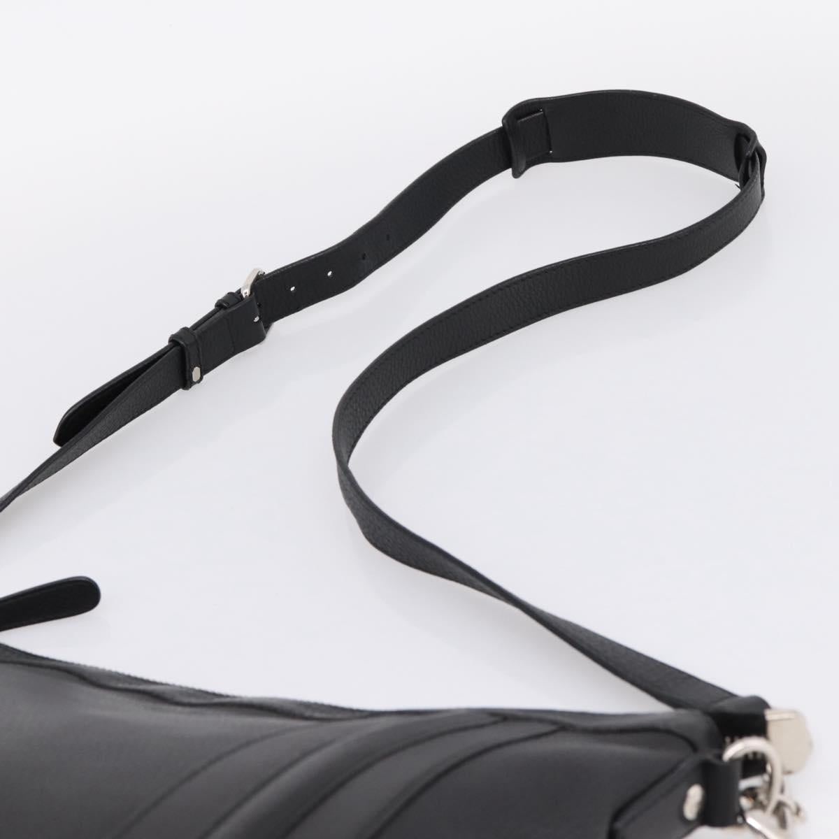 GUCCI Shoulder Bag Leather Black Silver 233329 Auth 208701V