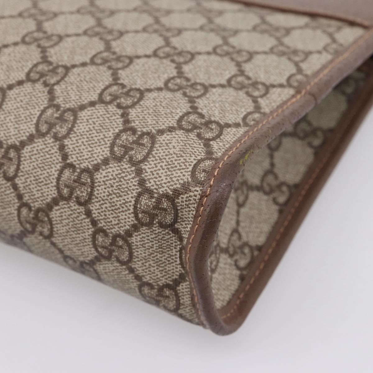 GUCCI GG Supreme Clutch Bag PVC Beige Gold 014 122 6063 Auth 208702