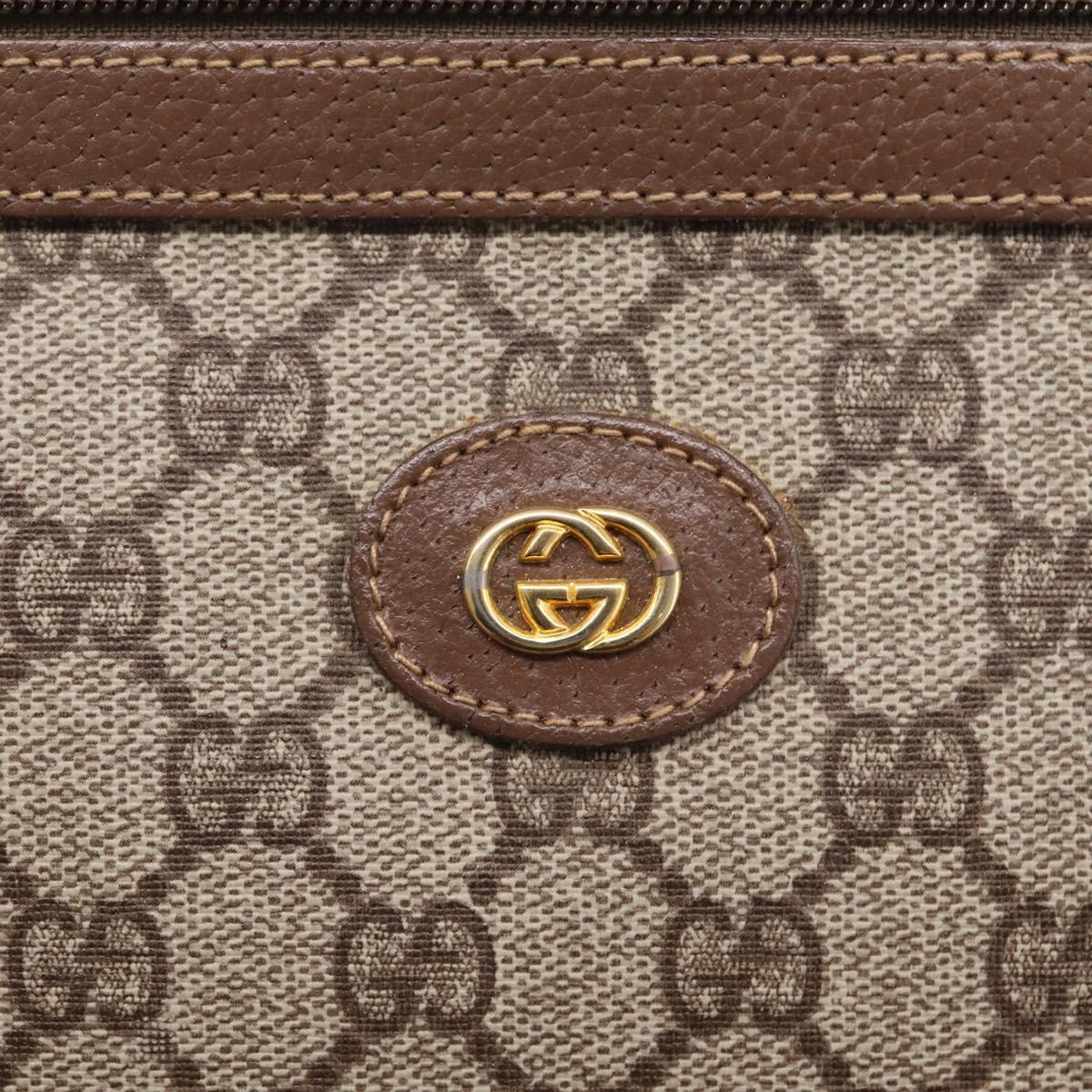 GUCCI GG Supreme Clutch Bag PVC Beige Gold 014 122 6063 Auth 208702