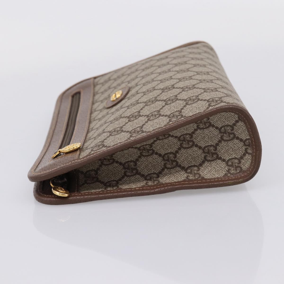 GUCCI GG Supreme Clutch Bag PVC Beige Gold 014 122 6063 Auth 208702