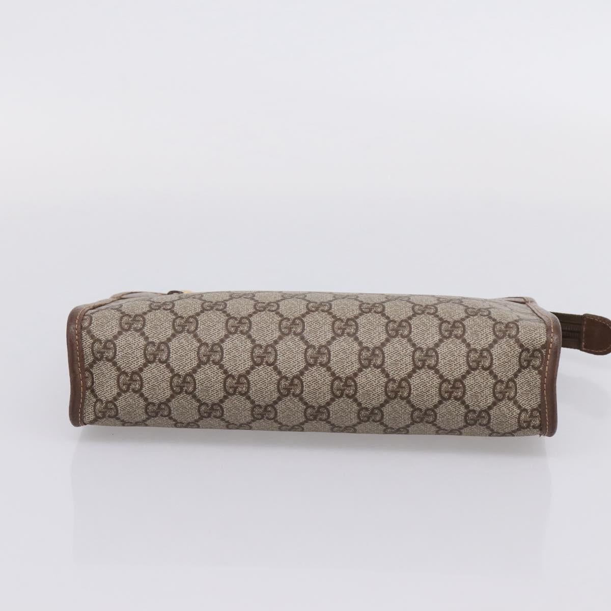 GUCCI GG Supreme Clutch Bag PVC Beige Gold 014 122 6063 Auth 208702
