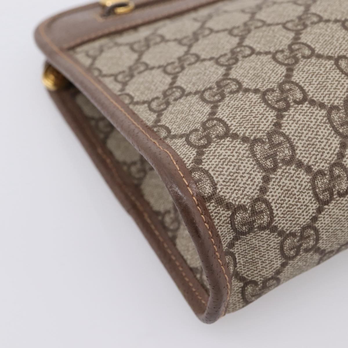 GUCCI GG Supreme Clutch Bag PVC Beige Gold 014 122 6063 Auth 208702