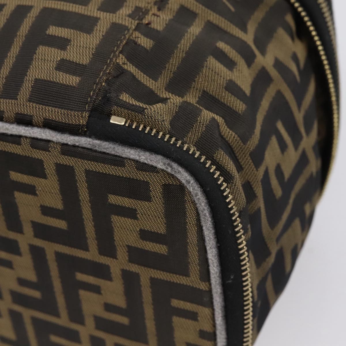 FENDI Zucca Canvas Vanity Hand Bag Black Brown Auth 208706