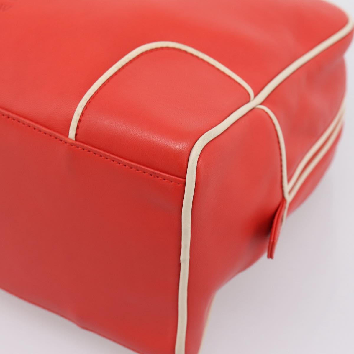 LOEWE Hand Bag Leather Red Silver Auth 208707