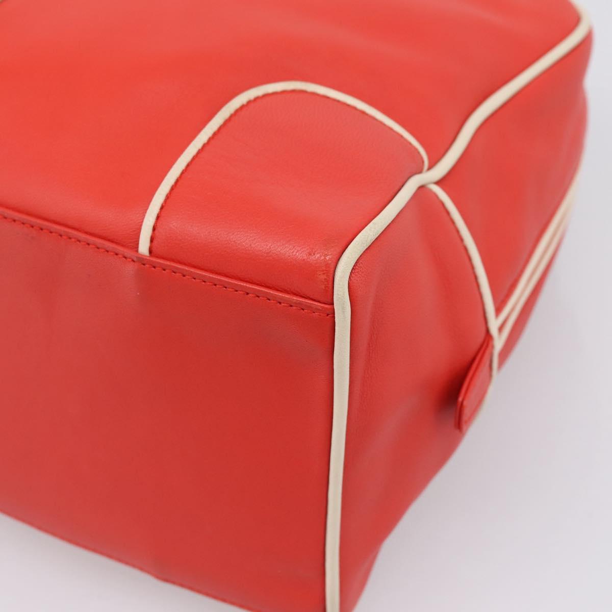 LOEWE Hand Bag Leather Red Silver Auth 208707
