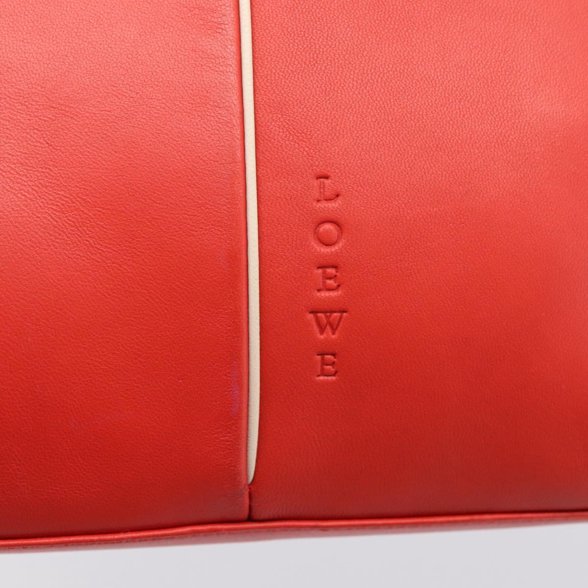 LOEWE Hand Bag Leather Red Silver Auth 208707