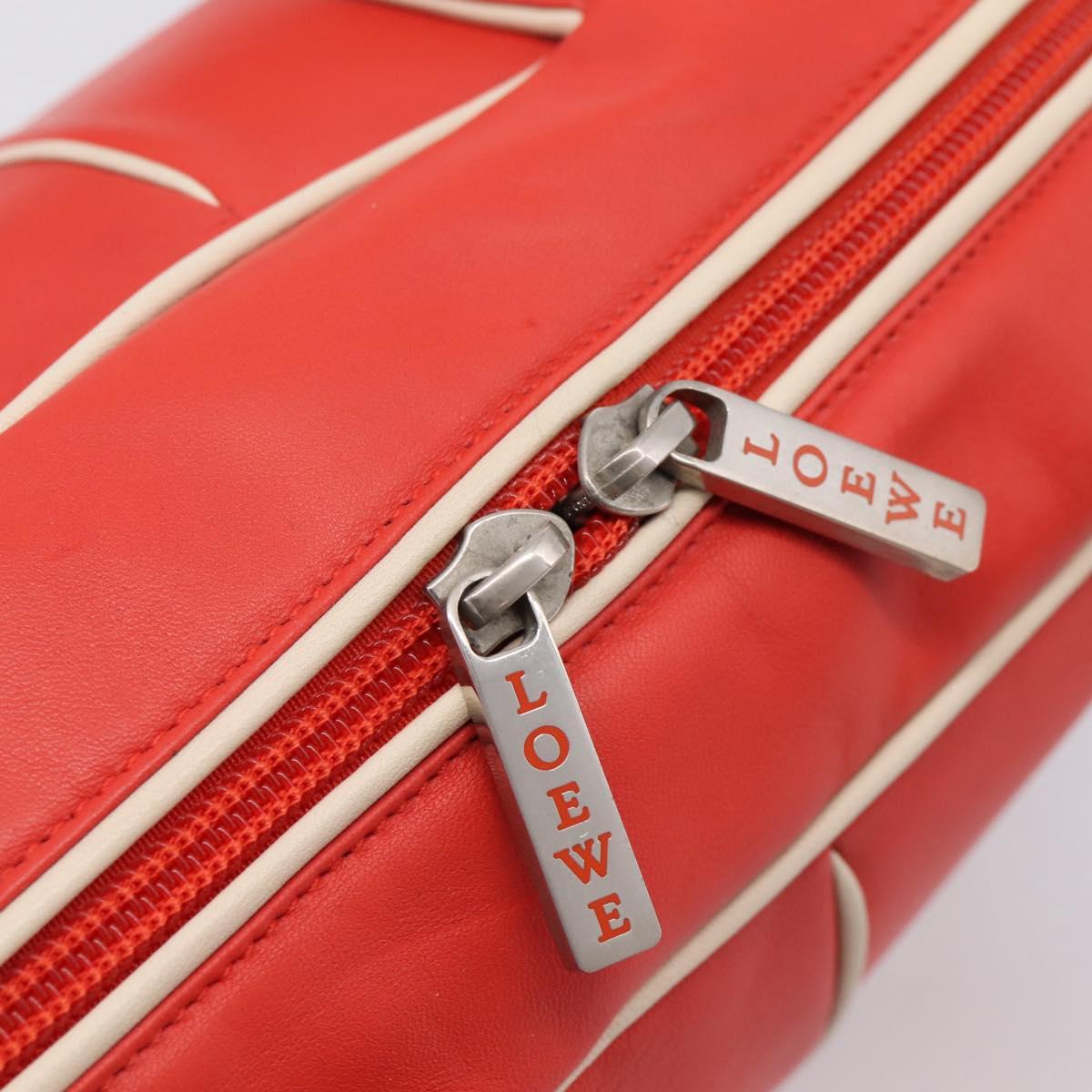 LOEWE Hand Bag Leather Red Silver Auth 208707