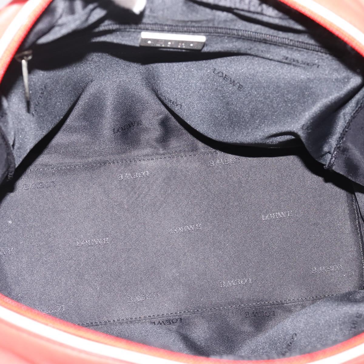 LOEWE Hand Bag Leather Red Silver Auth 208707