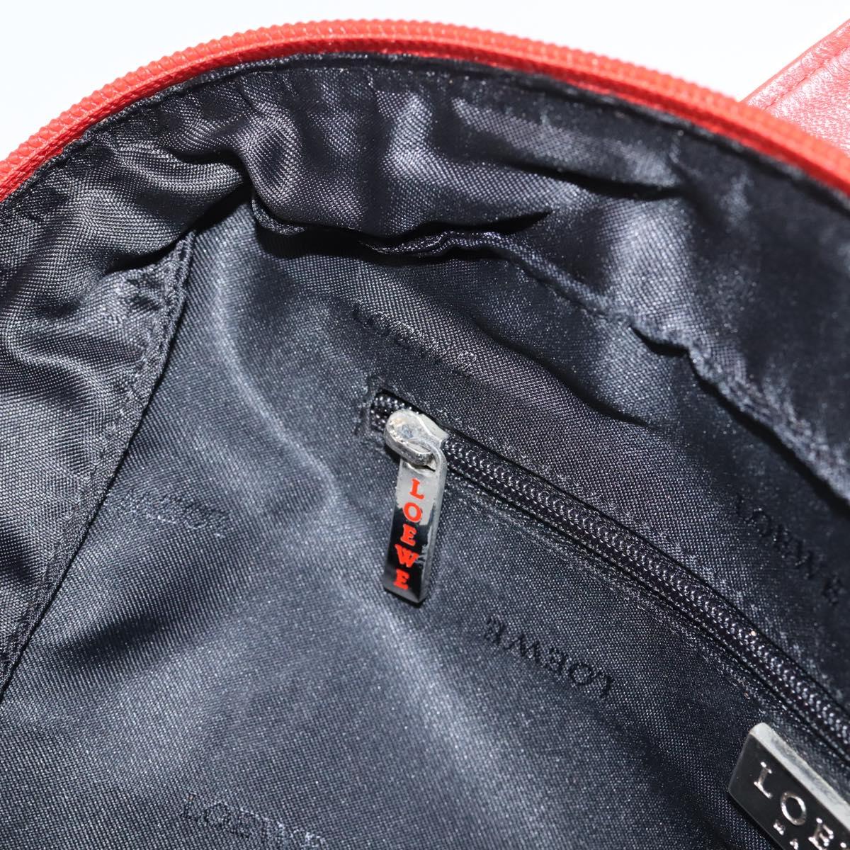 LOEWE Hand Bag Leather Red Silver Auth 208707