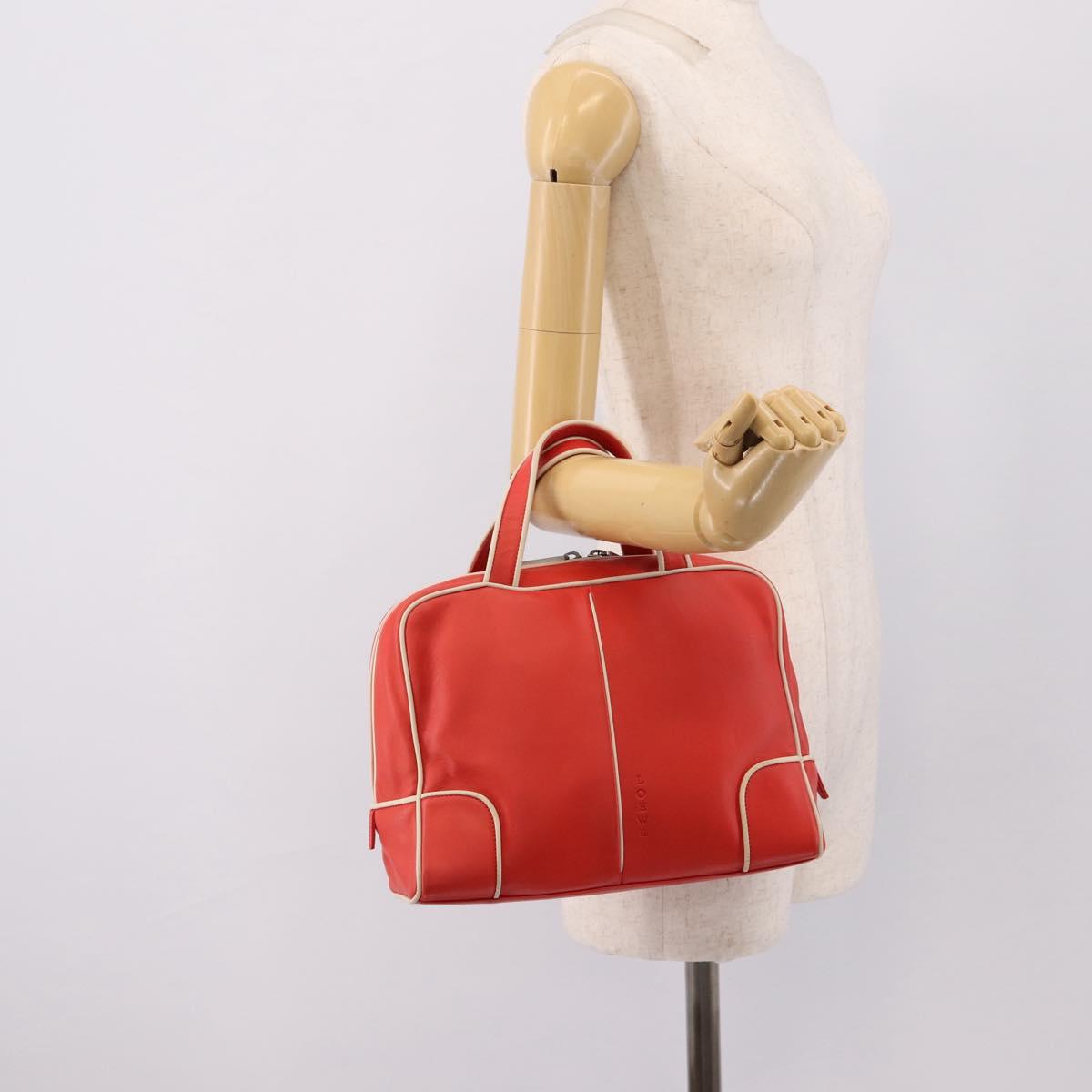 LOEWE Hand Bag Leather Red Silver Auth 208707