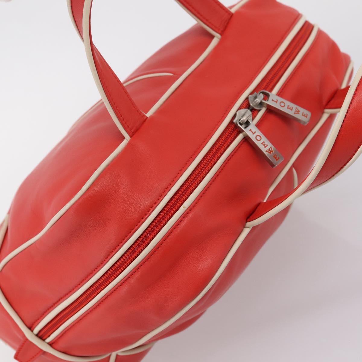 LOEWE Hand Bag Leather Red Silver Auth 208707