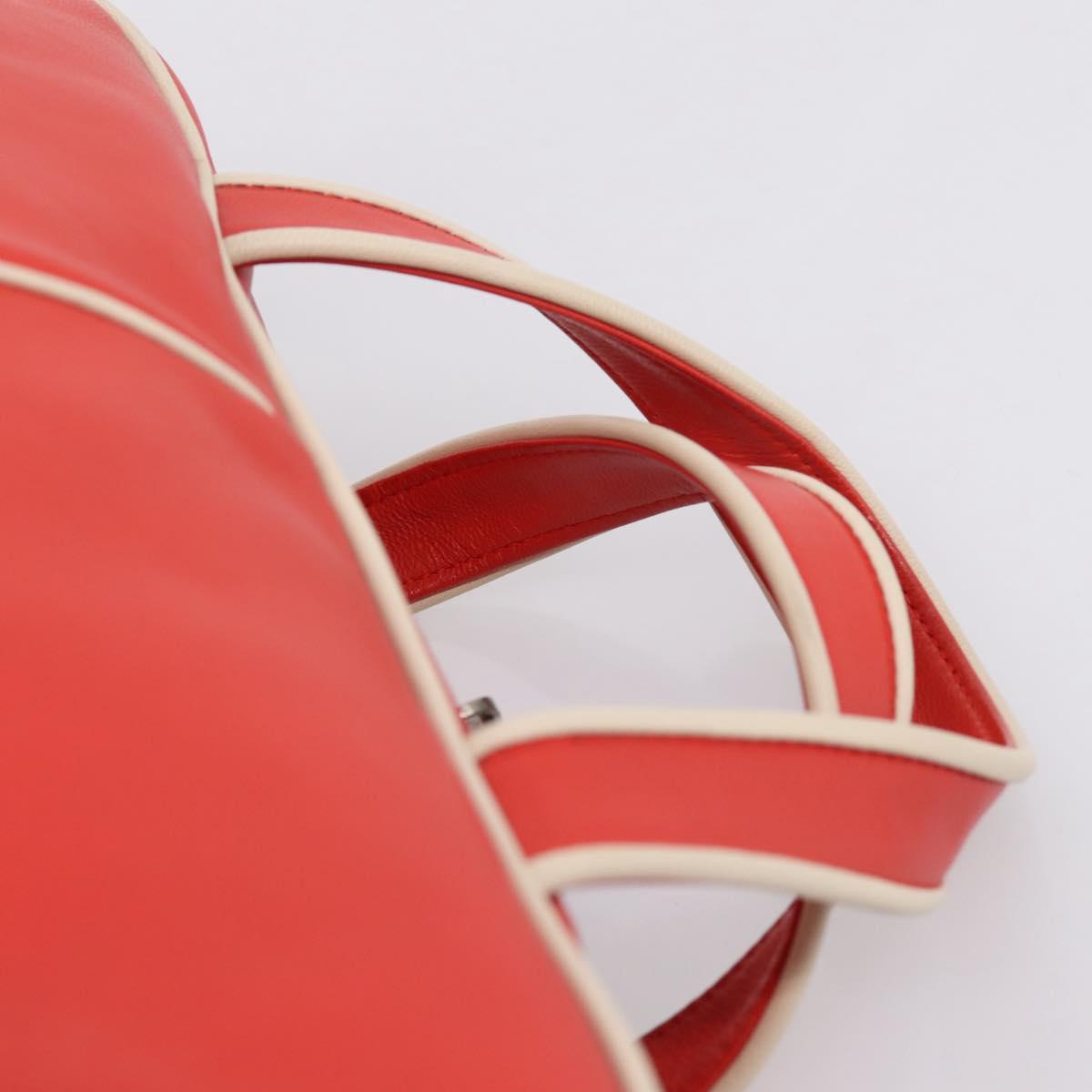 LOEWE Hand Bag Leather Red Silver Auth 208707