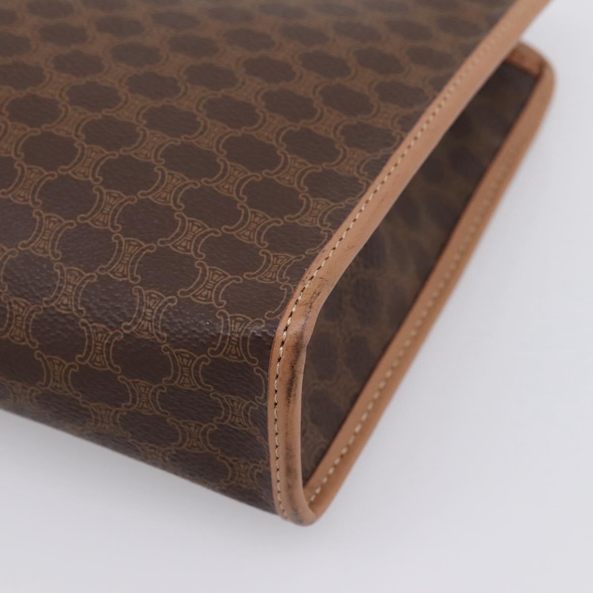 CELINE Macadam Canvas Clutch Bag PVC Leather Brown Gold Auth 208708A