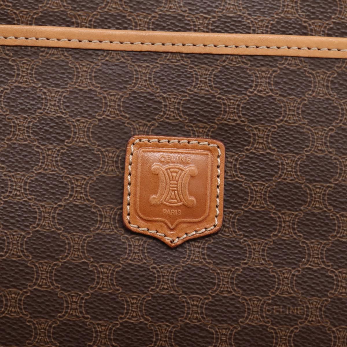 CELINE Macadam Canvas Clutch Bag PVC Leather Brown Gold Auth 208708A