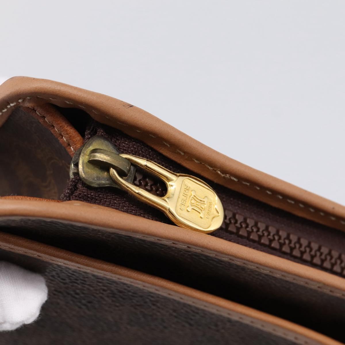 CELINE Macadam Canvas Clutch Bag PVC Leather Brown Gold Auth 208708A