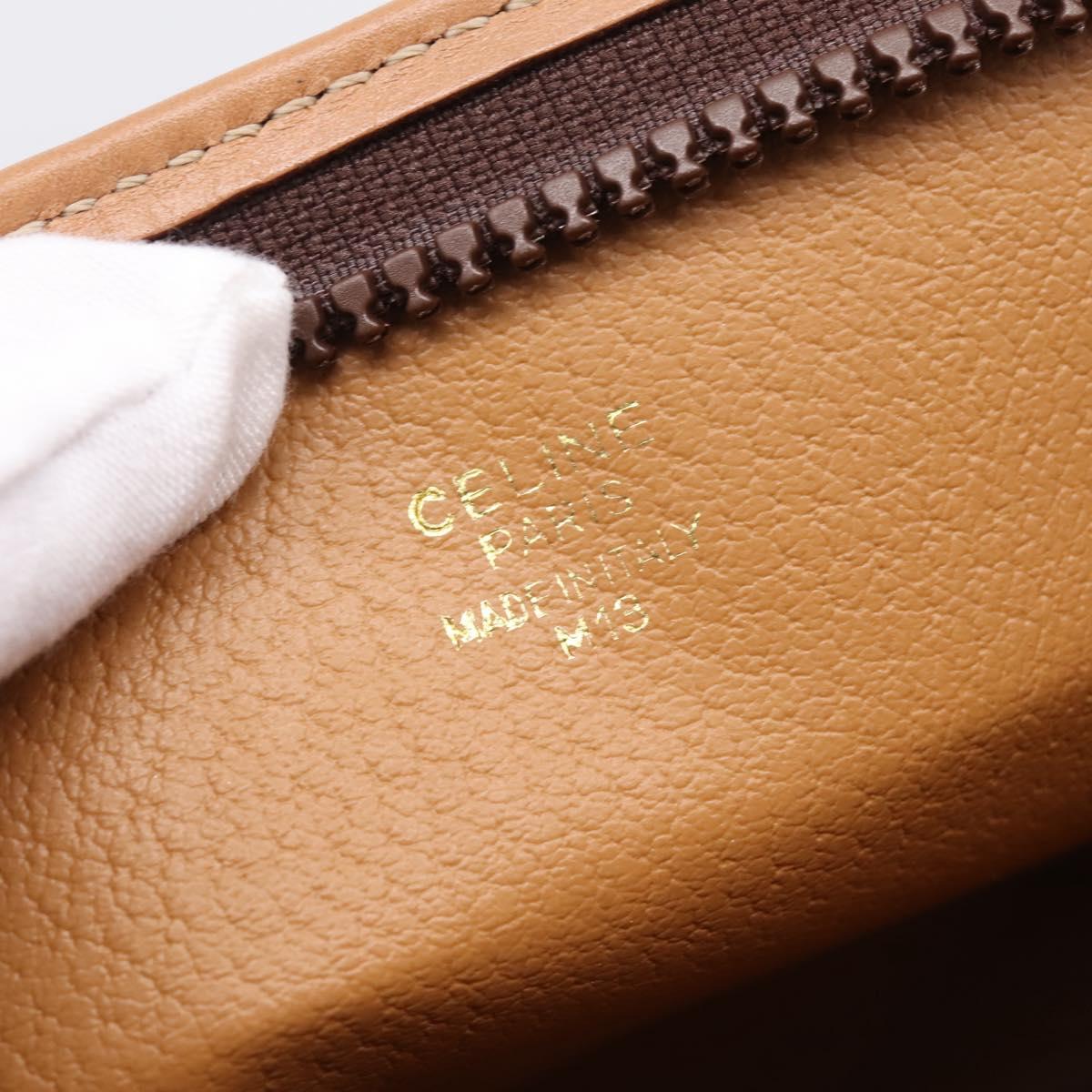 CELINE Macadam Canvas Clutch Bag PVC Leather Brown Gold Auth 208708A