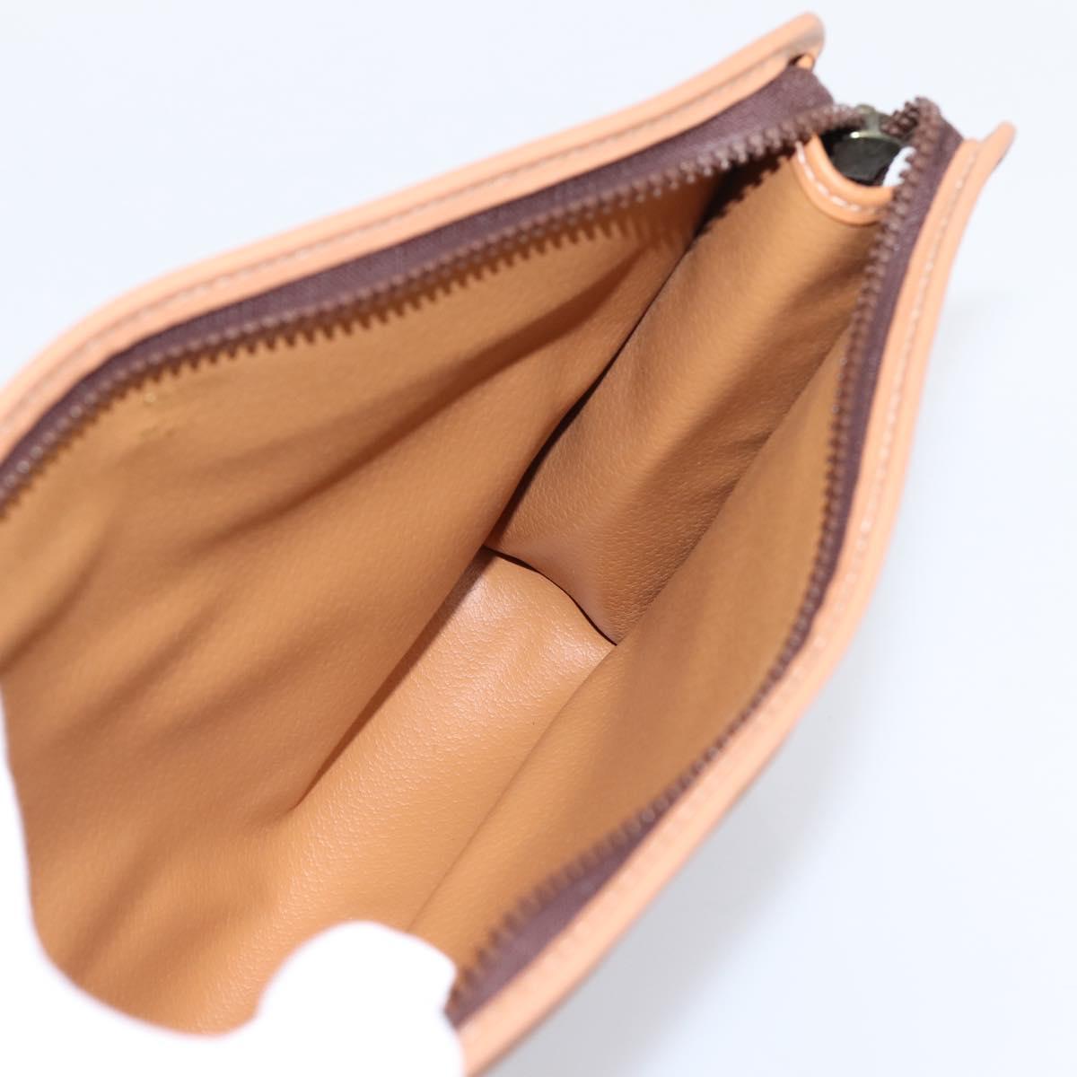 CELINE Macadam Canvas Clutch Bag PVC Leather Brown Gold Auth 208708A
