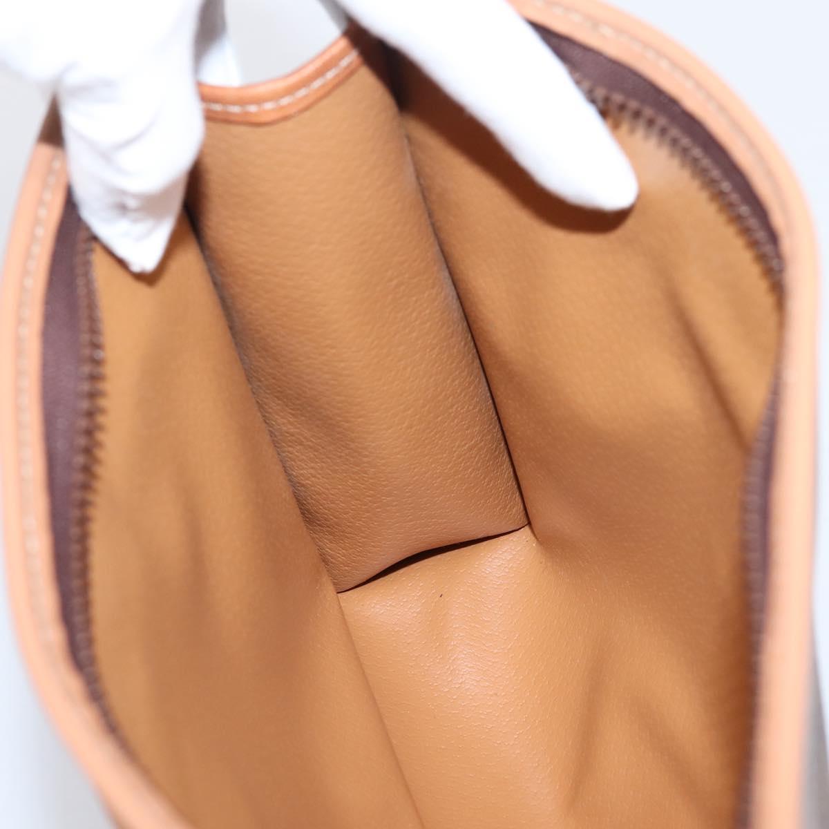CELINE Macadam Canvas Clutch Bag PVC Leather Brown Gold Auth 208708A