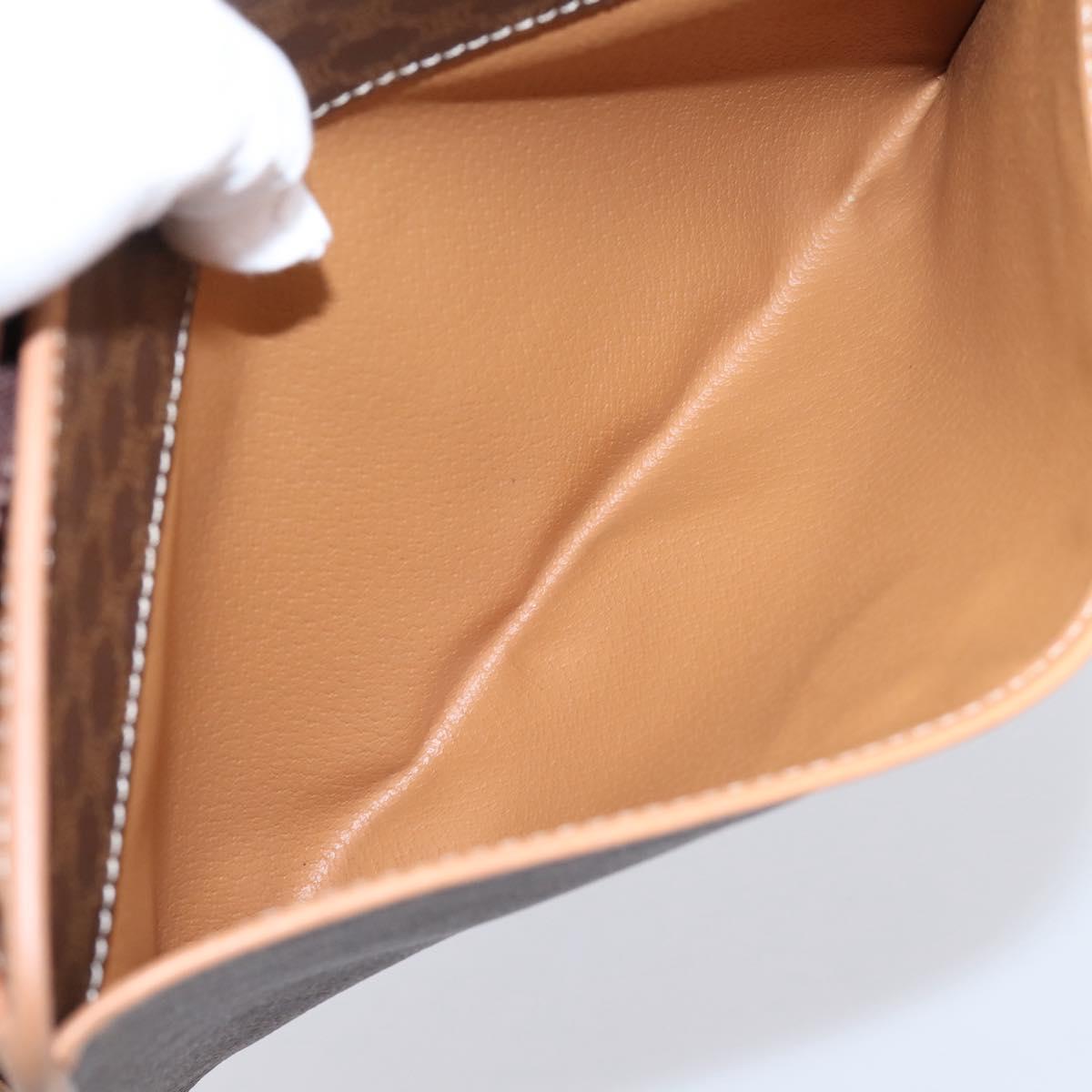 CELINE Macadam Canvas Clutch Bag PVC Leather Brown Gold Auth 208708A