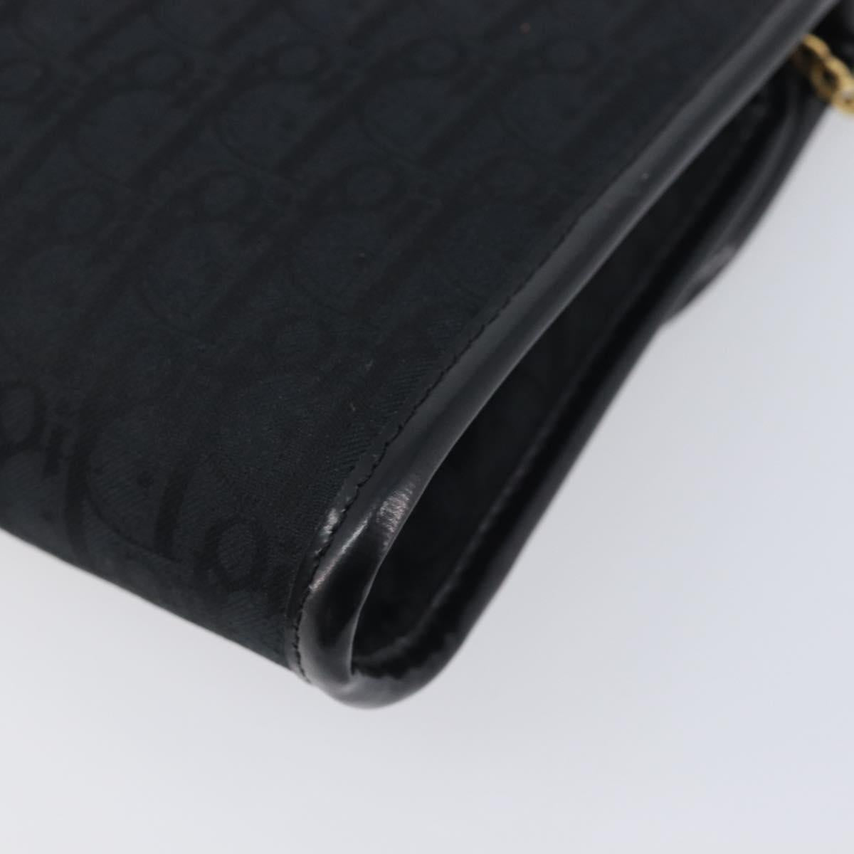 Christian Dior Trotter Canvas Chain Shoulder Bag Black Gold Auth 208710V