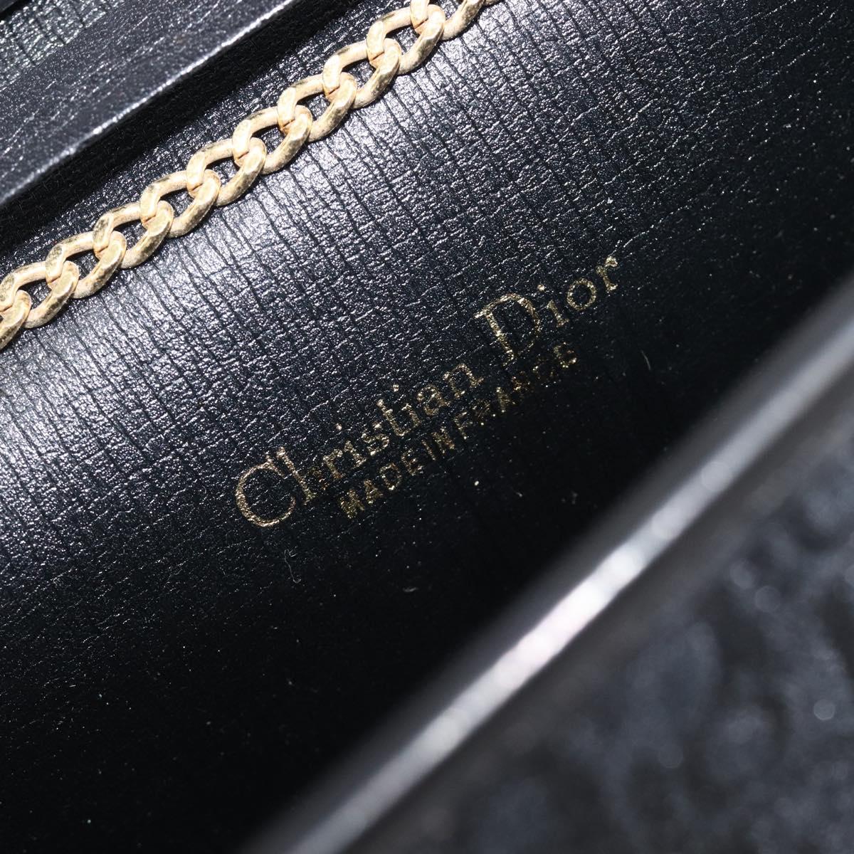Christian Dior Trotter Canvas Chain Shoulder Bag Black Gold Auth 208710V