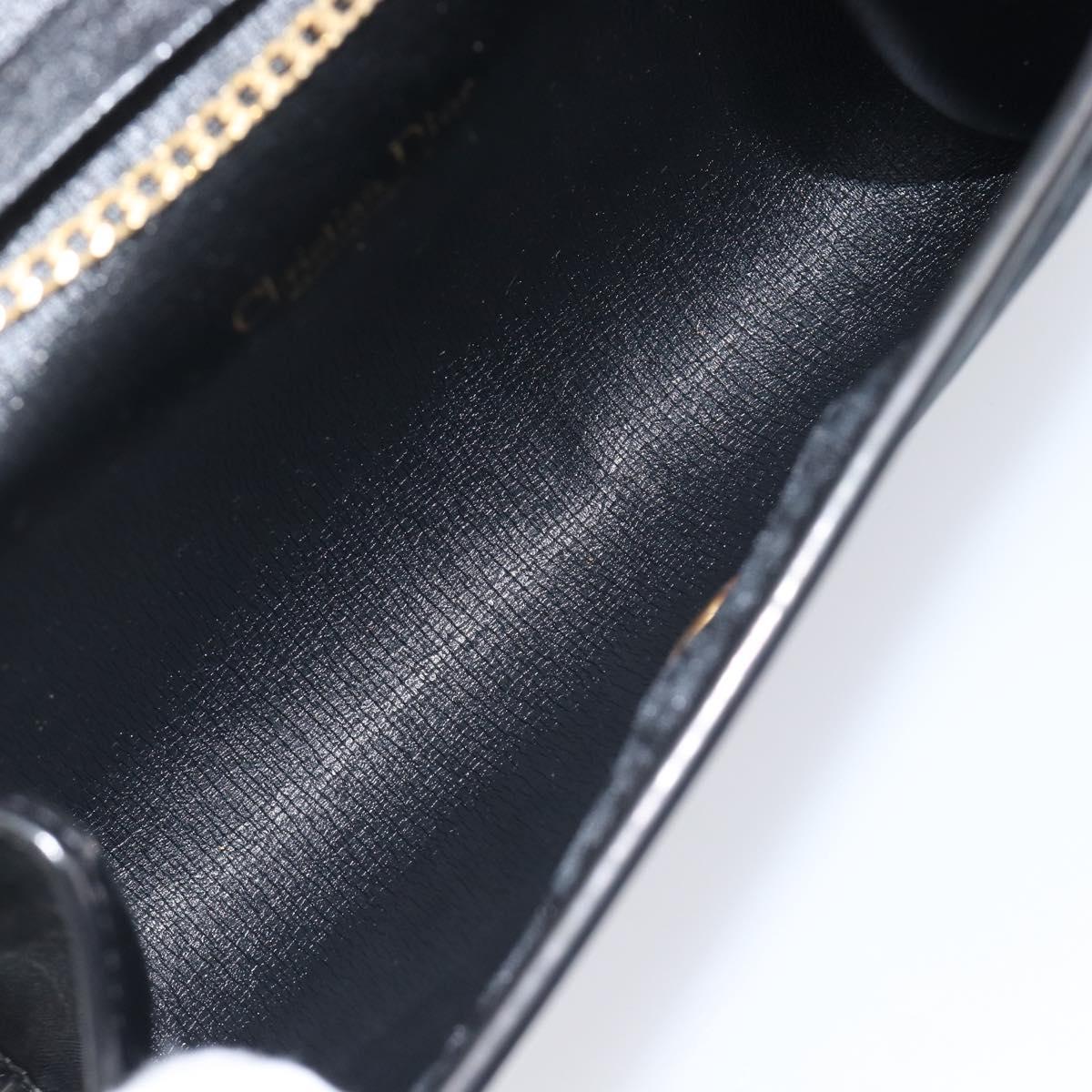 Christian Dior Trotter Canvas Chain Shoulder Bag Black Gold Auth 208710V