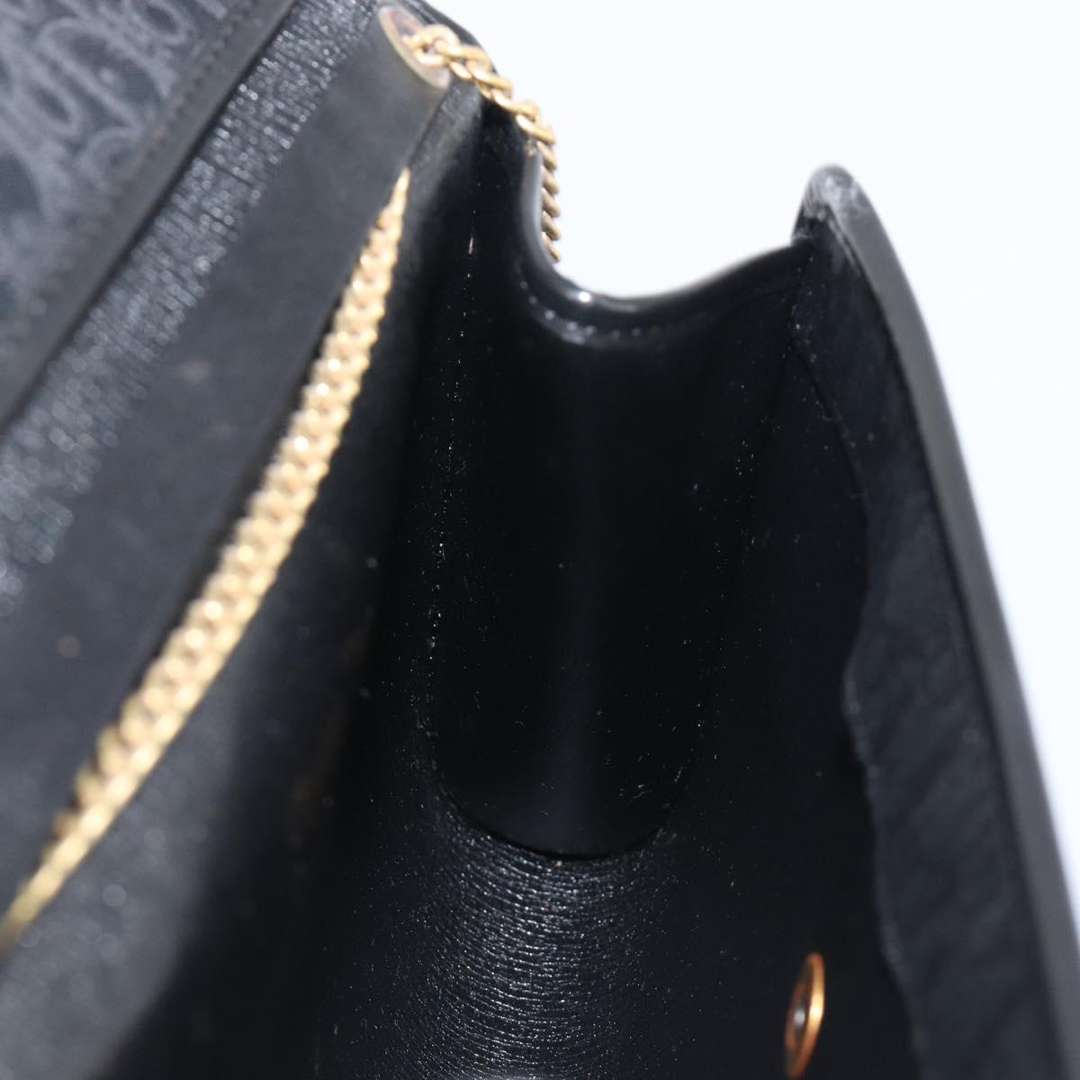 Christian Dior Trotter Canvas Chain Shoulder Bag Black Gold Auth 208710V
