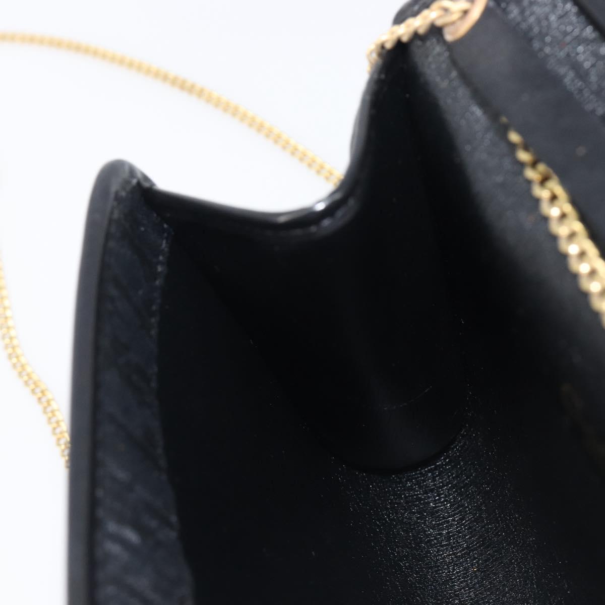 Christian Dior Trotter Canvas Chain Shoulder Bag Black Gold Auth 208710V